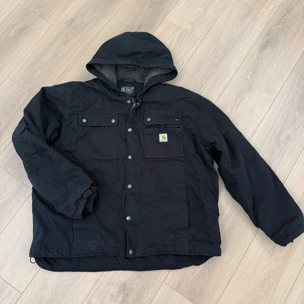 Carhartt OJ3826-M Relaxed Fit Sherpa Lined Hooded Jacket Mens 2XL Black Canvas